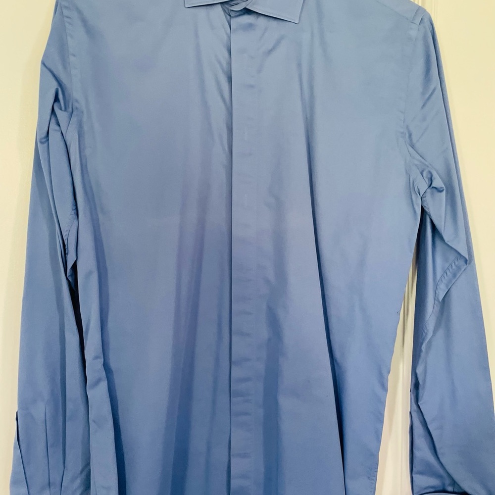 Blue dress shirt with French cuff